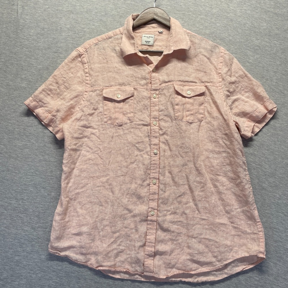 Murano Baird McNutt Linen Shirt Mens XL Pink Slim Fit Button Up Everyday Wear